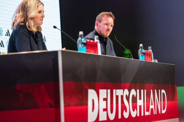 16 05 2024, xlakx, Fußball DFB Medientermine, DFB Pressekonferenz Kaderbekanngabe EM 2024 emspor, v l PK Bundestrainer Julian Nagelsmann DFL DFB REGULATIONS PROHIBIT ANY USE OF PHOTOGRAPHS as IMAGE SEQUENCES and or QUASI VIDEO Daniel Lakomski Jan Huebner Berlin
