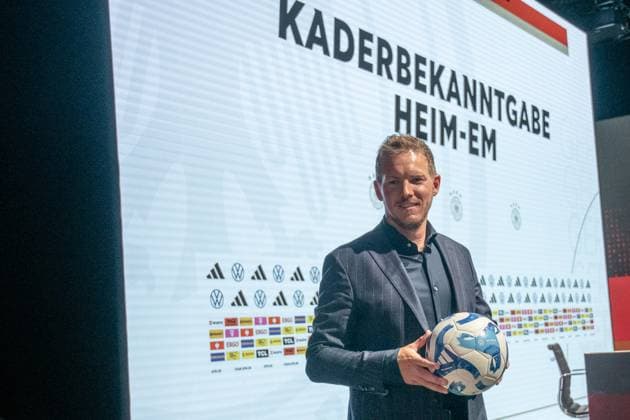 16 05 2024, xlakx, Fußball DFB Medientermine, DFB Pressekonferenz Kaderbekanngabe EM 2024 emspor, v l PK Bundestrainer Julian Nagelsmann DFL DFB REGULATIONS PROHIBIT ANY USE OF PHOTOGRAPHS as IMAGE SEQUENCES and or QUASI VIDEO Daniel Lakomski Jan Huebner Berlin