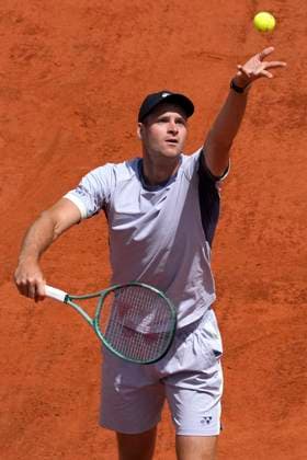 Hubert Hurkacz of Poland in action during the match against Tommy Paul of United States at the Internazionali BNL d Italia 2024 tennis tournament at Foro Italico in Rome, Italy on May 16, 2024. antoniettaxbaldassarre