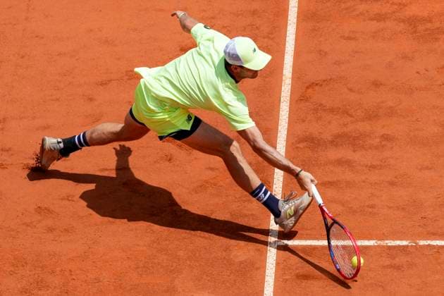 Tommy Paul of United States in action during the match against Hubert Hurkacz of Poland at the Internazionali BNL d Italia 2024 tennis tournament at Foro Italico in Rome, Italy on May 16, 2024. antoniettaxbaldassarre