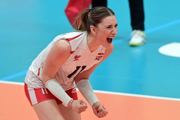 CEV Volleyball European Golden League 2024, match Czech Republic vs Austria in Teplice, Czech Republic, May 16, 2024. Monika Chrtianska of Austria celebrates point. (CTKxPhoto SlavomirxKubes) CTKPhotoP2024051608483  CTKPhotoP2024051608483