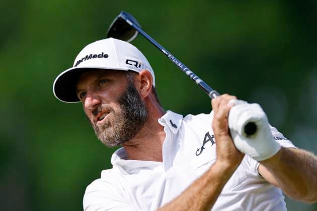 LOUISVILLE, KY - MAY 16: Dustin Johnson (USA) plays a shot at the 15th hole during the first round of the 2024 PGA, Golf Herren Championship at Valhalla Golf Club on May 16, 2024 in Louisville, Kentucky. (Photo by Joe Robbins Icon Sportswire) GOLF: MAY 16 PGA Championship EDITORIAL USE ONLY Icon573240516030