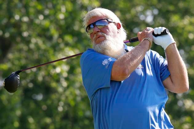 LOUISVILLE, KY - MAY 16: John Daly hits his drive on No. 5 during the first round of the PGA, Golf Herren Championship, May 16, 2024, at Valhalla Golf Club in Louisville, Kentucky.(Photo by Matthew Maxey Icon Sportswire) GOLF: MAY 16 PGA Championship EDITORIAL USE ONLY Icon240516010