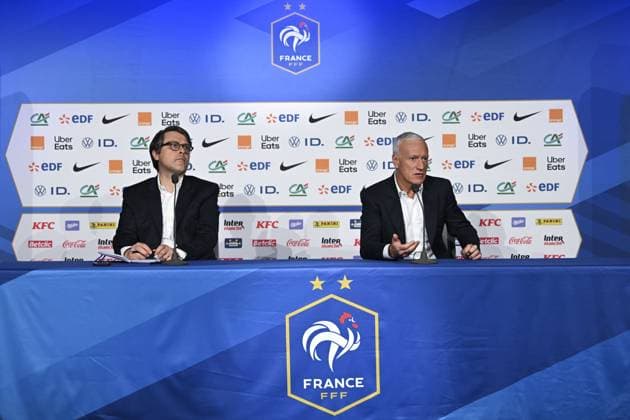 EURO 2024, Frankreich, Nationaltrainer Deschamps verkündet EM-Kader in Paris ConfÃ rence de presse de Didier Deschamps pour l™annonce de la liste des Bleus sÃ lectionnÃ s Ã l™Euro 2024. FOOTBALL : Conference de presse de Didier Deschamps pour l annonce de la liste des Bleus selectionnes a l Euro 2024 - 16 05 2024 MichaelBaucher Panoramic 