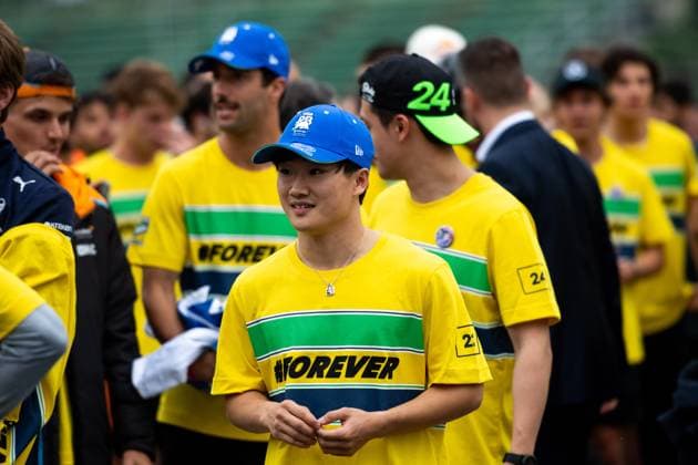 Yuki Tsunoda Visa Cash App RB Formula One Team Racing Bulls, 22 , Zhou Guanyu Stake F1 Team Kick Sauber, 24 at the Forever Senna memorial race for Ayrton Senna Brazil , ITA, Formula 1 World Championship, who died in an accident in 1994, Grand Prix Emilia Romagna Imola, Autodromo Enzo e Dino Ferrari, Media Day, 16 05 2024 ITA, Formula 1 World Championship, Grand Prix Emilia Romagna Imola, Autodromo Enzo e Dino Ferrari, Media Day, 16 05 2024 Imola Copyright: xEibner-Pressefoto Memmlerx EP_MMR