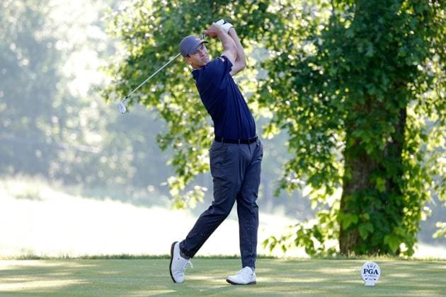 LOUISVILLE, KY - MAY 16: PGA, Golf Herren golfer Adam Scott plays the 12th hole on May 16, 2024, during the 2024 PGA Championship at Valhalla Golf Club in Louisville, Kentucky. (Photo by Brian Spurlock Icon Sportswire) GOLF: MAY 16 PGA Championship EDITORIAL USE ONLY Icon240516104