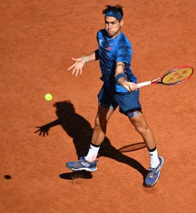 May 17, 2024, Rome: Alejandro Tabilo of Chile in action during his men s singles semi final match against Alexander Zverev of Germany (not pictured) at the Italian Open tennis tournament in Rome, Italy, 17 May 2024. ANSA ETTORE FERRARI Italian Open tennis tournament  - ZUMAa110 20240517_zaf_a110_057 Copyright: xEttorexFerrarix