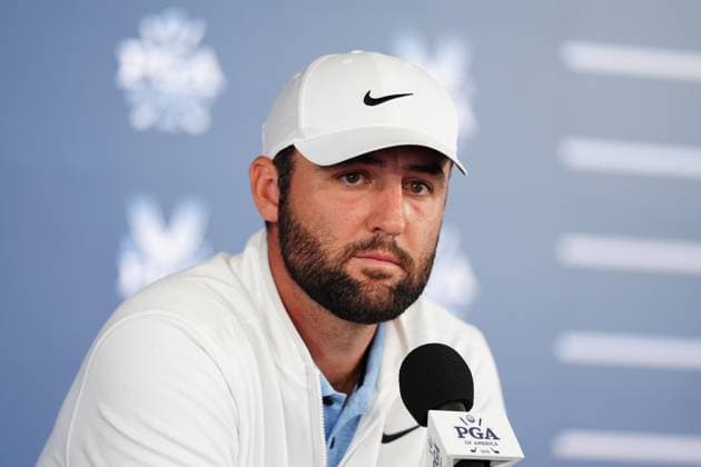 Golf, PGA Championship in Louisville, Kentucky, press conference by Scottie Scheffler