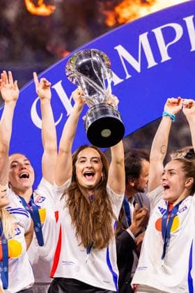 Sara Dabritz (8 Olympique Lyonnais) celebrate the french championship during the D1 Arkema Playoff final game between Olympique Lyonnais and Paris Saint-Germain at Groupama Stadium in Lyon, France. (Pauline FIGUET SPP) Copyright: xPaulinexFIGUETx xSPPx spp-en-PaFiSp-PF_OLvPSG996