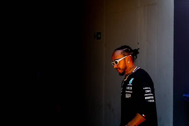 May 18, 2024, Imola, Imola, Italy: Lewis Hamilton before the free practice three walks to Mercedes AMG box, 7th round of Formula 1 wolrd championship at the Enzo and Dino Ferrari International racetrack of Imola Imola Italy - ZUMAm264 20240518_znp_m264_016 Copyright: xLucaxMartinix
