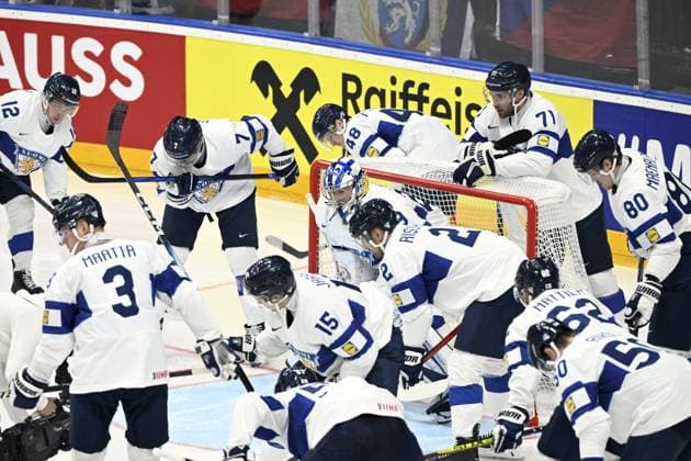 Team Finland before the 2024 IIHF Ice hockey, Eishockey World Championships preliminary round group A match between Canada and Finland in Prague on May 18, 2024. Prague Czechia LKFTJK20240518172435JUCM  Copyright: xEmmixKorhonenx LKFTJK20240518172435JUCM