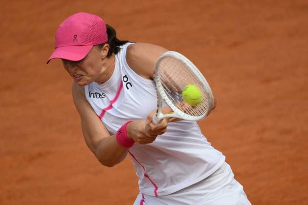 Tennis, WTA-Turnier in Rom, Finale, Iga Swiatek - Aryna Sabalenka Iga Swiatek of Poland during the match against Belarus Aryna Sabalenka at the Internazionali BNL d Italia 2024 tennis WTA, Tennis Damen final at Foro Italico in Rome, Italy on May 18th, 2024. antoniettaxbaldassarre