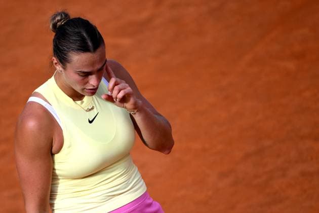 Tennis, WTA-Turnier in Rom, Finale, Iga Swiatek - Aryna Sabalenka Belarus Aryna Sabalenka during the match against Iga Swiatek of Poland at the Internazionali BNL d Italia 2024 tennis WTA, Tennis Damen final at Foro Italico in Rome, Italy on May 18th, 2024. antoniettaxbaldassarre