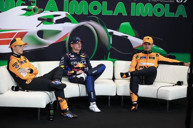 Formula 1 Grand Prix Emilia Romagna 2024 18 05 2024, Autodromo Enzo e Dino Ferrari, Imola, Formula 1 Grand Prix Emilia Romagna 2024 ,in the picture pole position for Max Verstappen NLD , Oracle Red Bull Racing, 2 starting position for Oscar Piastri AUS , McLaren F1 Team, 3 starting position for Lando Norris GBR , McLaren F1 Team nordphotoxGmbHx xBratic nph00250