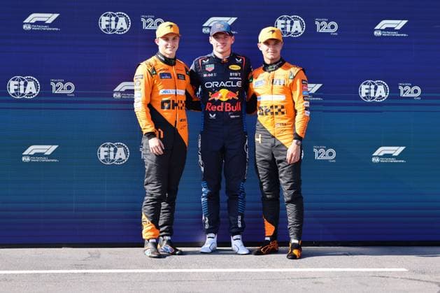 81 Oscar Piastri McLaren Formula 1 Team, 81 , 1 Max Verstappen Oracle Red Bull Racing, 01 , 4 Lando Norris McLaren Formula 1 Team, 04 , Qualifying, ITA, Formula 1 World Championship, Grand Prix Emilia Romagna Imola, Autodromo Enzo e Dino Ferrari, Media Day, 18 05 2024 ITA, Formula 1 World Championship, Grand Prix Emilia Romagna Imola, Autodromo Enzo e Dino Ferrari, Media Day, 18 05 2024 Imola Copyright: xEibner-Pressefoto AnnikaxGrafx EP_AGF