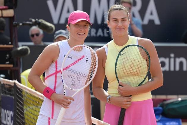 Tennis, WTA-Turnier in Rom, Finale, Iga Swiatek - Aryna Sabalenka Iga & x15a;wi& x105;tek (POL) and Aryna Sabalenka (BLR)during the final against at the Italian Tennis Open in Rome, Saturday 18 May 2024.(Alfredo Falcone LaPresse)  Copyright: xAlfredoxFalcone LaPressex