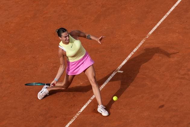 Tennis, WTA-Turnier in Rom, Finale, Iga Swiatek - Aryna Sabalenka Aryna Sabalenka (BLR) in action, Tennis WTA, Tennis Damen Internazionali BNL d Italia - Final, Iga Swiatek (POL) against Aryna Sabalenka (BLR), Foro Italico, May 18, 2024, Rome, Italy.