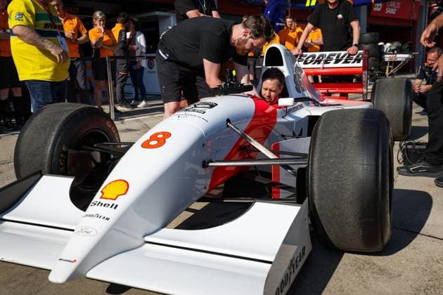 VETTEL Sebastian, driving the Mclaren MP4 8 in tribute to Ayrton Senna, during the Formula 1 MSC Cruises Gran Premio del Made in Italy e Dell™Emilia-Romagne 2024, 7th round of the 2024 Formula One World Championship, WM, Weltmeisterschaft from May 17 to 19, 2024 on the Autodromo Enzo e Dino Ferrari, in Imola, Italy - F1 - EMILIA-ROMAGNA GRAND PRIX 2024 DPPI Panoramic  240518_R07_EMR_DP_FGOO5299