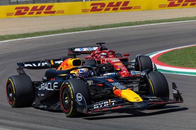F1 GP Imola Italy Saturday, 18 05 2024 Max Verstappen 1, Oracle Red Bull Racing and Charles Leclerc 16, Scuderia Ferrari F1 GP Imola Italy Saturday, 18 05 2024 Copyright: xBEAUTIFULxSPORTS Erlhofx