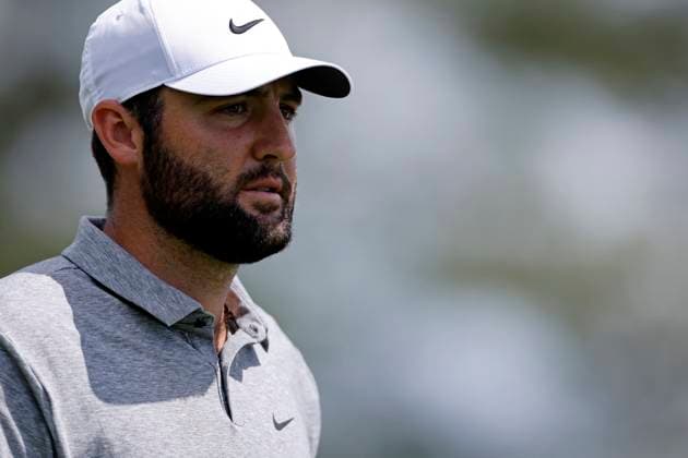 LOUISVILLE, KY - MAY 18: Scottie Scheffler (USA) looks on after teeing off at the fifth hole during the third round of the 2024 PGA, Golf Herren Championship at Valhalla Golf Club on May 18, 2024 in Louisville, Kentucky. (Photo by Joe Robbins Icon Sportswire) GOLF: MAY 18 PGA Championship EDITORIAL USE ONLY Icon573240518079