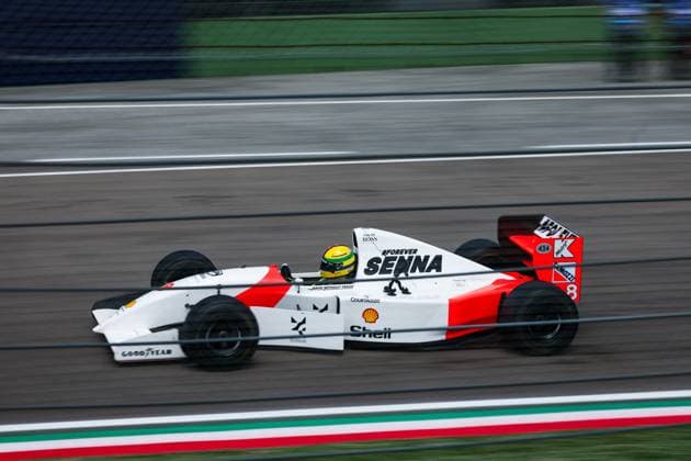 Formula 1, GP Emilia Romagna in Imola, Sebastian Vettel drives Ayrton Senna's last winning car