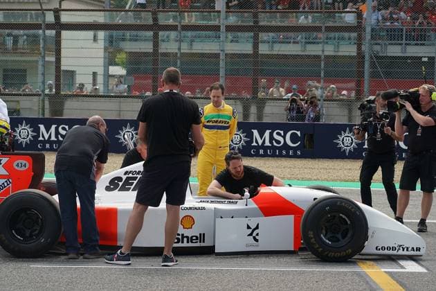 Formula 1 Grand Prix Emilia Romagna 2024 19 05 2024, Autodromo Enzo e Dino Ferrari, Imola, Formula 1 Grand Prix Emilia Romagna 2024 ,in the picture Sebastian Vettel drives around the Imola circuit in Ayrton Sennas last winning car nordphotoxGmbHx xBratic nph00250