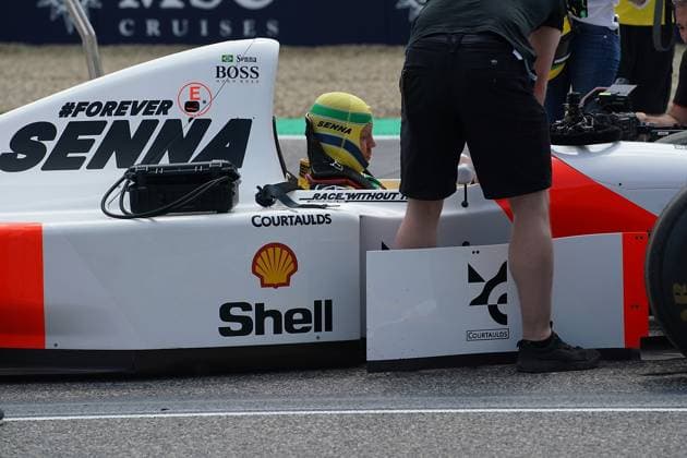 Formula 1 Grand Prix Emilia Romagna 2024 19 05 2024, Autodromo Enzo e Dino Ferrari, Imola, Formula 1 Grand Prix Emilia Romagna 2024 ,in the picture Sebastian Vettel drives around the Imola circuit in Ayrton Sennas last winning car nordphotoxGmbHx xBratic nph00250