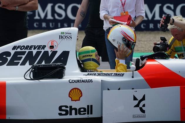 Formula 1 Grand Prix Emilia Romagna 2024 19 05 2024, Autodromo Enzo e Dino Ferrari, Imola, Formula 1 Grand Prix Emilia Romagna 2024 ,in the picture Sebastian Vettel drives around the Imola circuit in Ayrton Sennas last winning car nordphotoxGmbHx xBratic nph00250