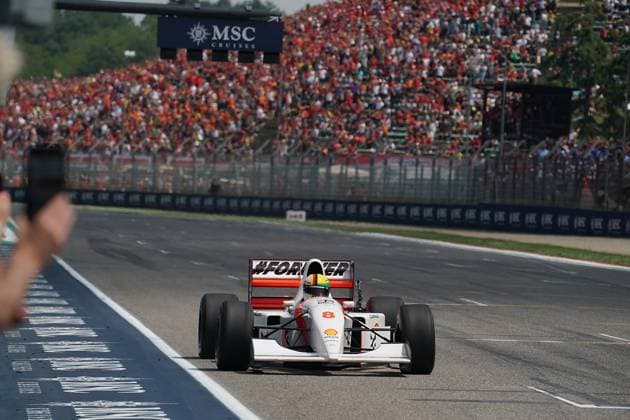 Formula 1 Grand Prix Emilia Romagna 2024 19 05 2024, Autodromo Enzo e Dino Ferrari, Imola, Formula 1 Grand Prix Emilia Romagna 2024 ,in the picture Sebastian Vettel drives around the Imola circuit in Ayrton Sennas last winning car nordphotoxGmbHx xBratic nph00250