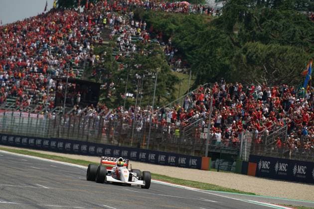 Formula 1 Grand Prix Emilia Romagna 2024 19 05 2024, Autodromo Enzo e Dino Ferrari, Imola, Formula 1 Grand Prix Emilia Romagna 2024 ,in the picture Sebastian Vettel drives around the Imola circuit in Ayrton Sennas last winning car nordphotoxGmbHx xBratic nph00250