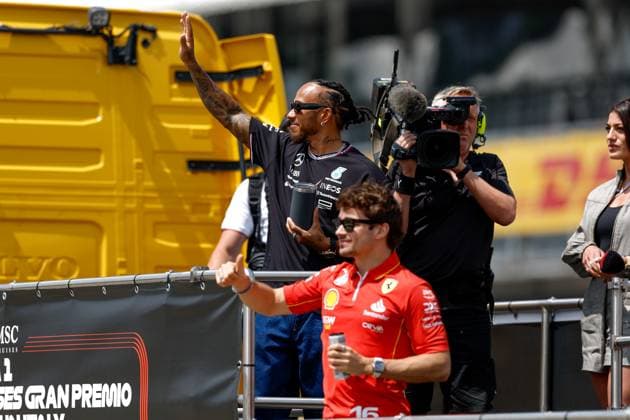 44 Lewis Hamilton GBR, Mercedes AMG Petronas F1 Team , 16 Charles Leclerc MCO, Scuderia Ferrari HP , F1 Grand Prix of Emilia Romagna at Autodromo Internazionale Enzo e Dino Ferrari on May 19, 2024 in Imola, Italy Photo by HOCH ZWEI Imola Italy