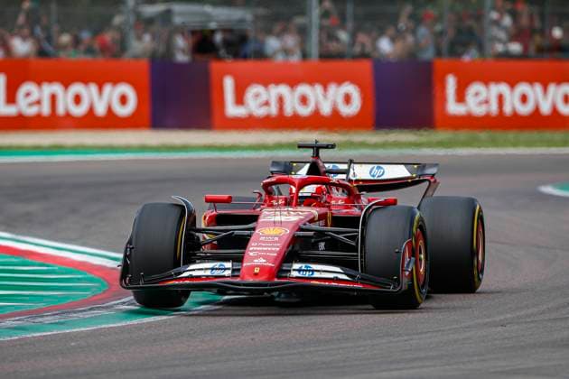 16 LECLERC Charles (mco), Scuderia Ferrari SF-24, action during the Formula 1 MSC Cruises Gran Premio del Made in Italy e Dell™Emilia-Romagne 2024, 7th round of the 2024 Formula One World Championship, WM, Weltmeisterschaft from May 17 to 19, 2024 on the Autodromo Enzo e Dino Ferrari, in Imola, Italy - F1 - EMILIA-ROMAGNA GRAND PRIX 2024 DPPI Panoramic  _F_15824