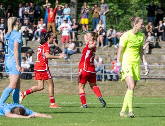 Soccer, Women, Season 2023 2024, BFV Pokal Polytan Pokal Final , FC Viktoria 89 Berlin 1 FC Union Berlin, f l Athanasia Moraitou 1 Women 1 FC Union , Dina Orschmann 1 Women 1 FC Union , Cheering after goal to 1 2, 19 05 2024, Copyright: xMatthiasxKochx