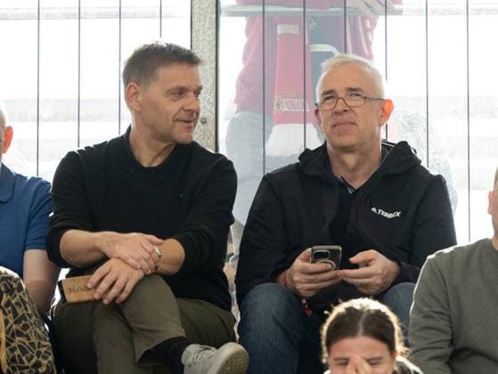 Football, Women, Season 2023 2024, BFV Pokal Polytan Pokal Final , FC Viktoria 89 Berlin 1 FC Union Berlin, f l Oliver Ruhnert Managing Director Professional Football 1 FC Union Berlin , President Dirk Zingler 1 FC Union in the stands, 19 05 2024, Copyright: xMatthiasxKochx