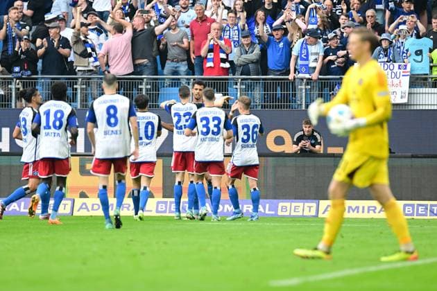 Soccer I Men I 2023 2024 I 2 Bundesliga I 34 Matchday I Hamburger SV 1 FC Nürnberg I 19 5 2024 Robert Glatzel 9, Hamburger SV celebrates his penalty goal Hamburg Volksparkstadion Hamburg Germany Copyright: xLobeca AndreasxHannigx