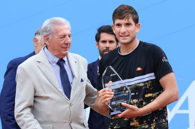 International Tennis match - 2024 Piemonte Open Intesa San Paolo Fancesco Passaro (Italy) receives the trophy for winning the 2nd Open Piemonte Intesa San Paolo of Tennis in Turin during 2024 Piemonte Open Intesa San Paolo, International Tennis match in Turin, Italy, May 19 2024 Turin Italy  Copyright: xIPAxSport ABACAx