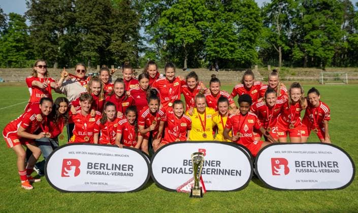 Soccer, Women, Season 2023 2024, BFV Pokal Polytan Pokal Final , FC Viktoria 89 Berlin 1 FC Union Berlin 1 2 n v , Winner photo 1 FC Union, 19 05 2024, Copyright: xMatthiasxKochx