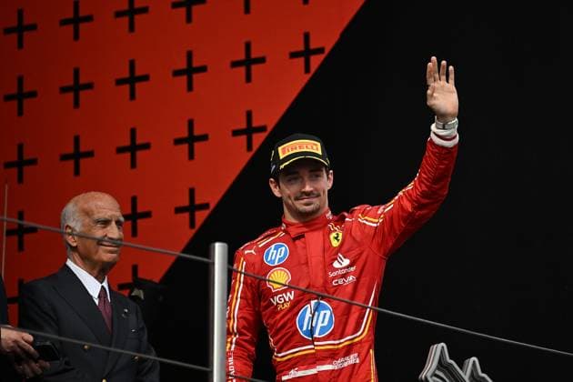 Formula 1 Grand Prix Emilia Romagna 2024 19 05 2024, Autodromo Enzo e Dino Ferrari, Imola, Formula 1 Grand Prix Emilia Romagna 2024 ,in the picture podium 3 place for Charles Leclerc MCO , Scuderia Ferrari HP nordphotoxGmbHx xBratic nph00250