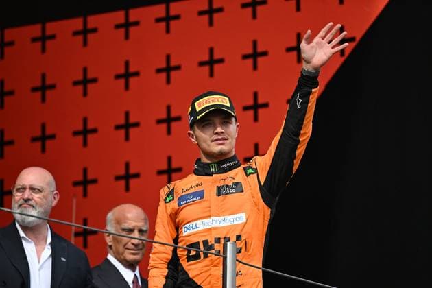 Formula 1 Grand Prix Emilia Romagna 2024 19 05 2024, Autodromo Enzo e Dino Ferrari, Imola, Formula 1 Grand Prix Emilia Romagna 2024 ,in the picture Podium 2 place for Lando Norris GBR , McLaren F1 Team nordphotoxGmbHx xBratic nph00250