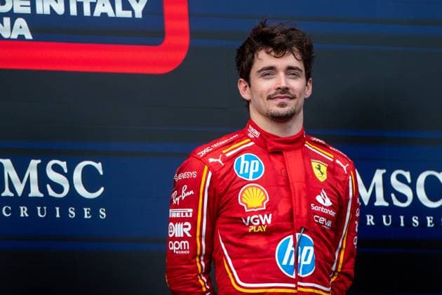 Charles Leclerc Scuderia Ferrari HP, 16 on the podium at the podium ceremony, ITA, Formula 1 World Championship, Grand Prix Emilia Romagna Imola, Autodromo Enzo e Dino Ferrari, Race, 19 05 2024 ITA, Formula 1 World Championship, Grand Prix Emilia Romagna Imola, Autodromo Enzo e Dino Ferrari, Race, 19 05 2024 Imola Copyright: xEibner-Pressefoto Memmlerx EP_MMR
