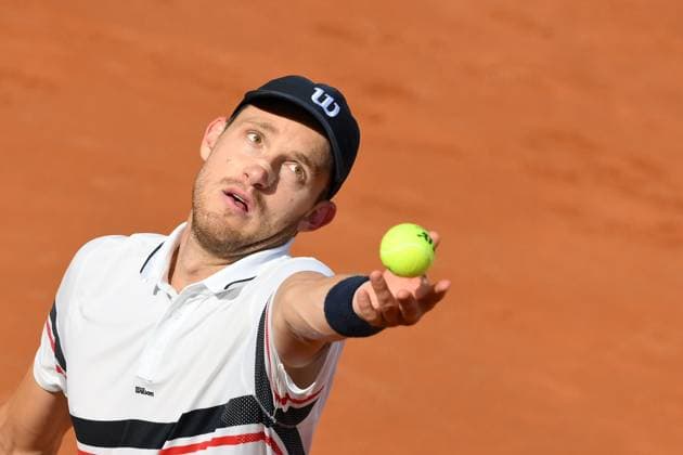 Nicolas Jarry of Chile in action during the final match against Alexander Zverev of Germany at the Internazionali BNL d Italia 2024 tennis tournament at Foro Italico in Rome, Italy on May 19th, 2024. antoniettaxbaldassarre
