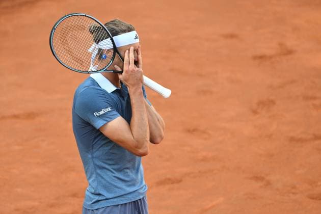 Alexander Zverev of Germany in action during the final match against Nicolas Jarry of Chile at the Internazionali BNL d Italia 2024 tennis tournament at Foro Italico in Rome, Italy on May 19th, 2024. antoniettaxbaldassarre