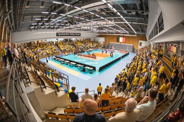 240519 Players of Sweden and of Belgium during the national anthem prior to the European Golden League between Sweden and Belgium on May 19, 2024 in Lund Photo Avdo Bilkanovic BILDBYRAN COP 115 AB0272 volleyball volleyball european golden league sverige belgium sweden dam bbeng  Copyright: AVDOxBILKANOVIC BB240519AB084