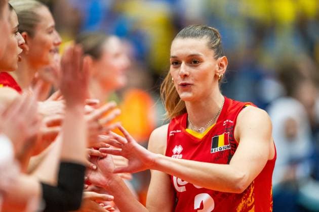 240519 Britt Herbots of Belgium chosen to the player of the team during the European Golden League between Sweden and Belgium on May 19, 2024 in Lund Photo Avdo Bilkanovic BILDBYRAN COP 115 AB0272 volleyball volleyball european golden league sverige belgium sweden dam bbeng  Copyright: AVDOxBILKANOVIC BB240519AB091
