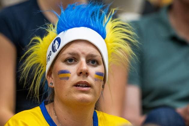 240519 Audience of Sweden during the European Golden League between Sweden and Belgium on May 19, 2024 in Lund Photo Avdo Bilkanovic BILDBYRAN COP 115 AB0272 volleyball volleyball european golden league sverige belgium sweden dam bbeng  Copyright: AVDOxBILKANOVIC BB240519AB087