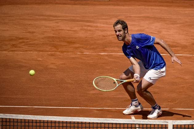 Richard GASQUET (FRA) lors du tournoi de tennis de l Open Parc Auvergne RhÃ ne-Alpes Ã Lyon le 19 05 2024. TENNIS : Open Parc Auvergne RhÃ ne-Alpes - Lyon - 19 05 2024 SandrineThesillat Panoramic 