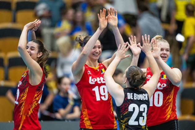 240519 Silke Van Avermaet, Noor Debouck and bebe10 celebrates after the European Golden League between Sweden and Belgium on May 19, 2024 in Lund Photo Avdo Bilkanovic BILDBYRAN COP 115 AB0272 volleyball volleyball european golden league sverige belgium sweden dam bbeng  Copyright: AVDOxBILKANOVIC BB240519AB094