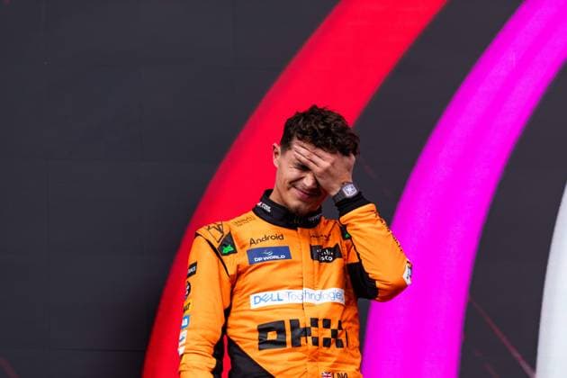 podium NORRIS Lando (gbr), McLaren F1 Team MCL38, portrait during the Formula 1 MSC Cruises Gran Premio del Made in Italy e Dell™Emilia-Romagne 2024, 7th round of the 2024 Formula One World Championship, WM, Weltmeisterschaft from May 17 to 19, 2024 on the Autodromo Enzo e Dino Ferrari, in Imola, Italy - F1 - EMILIA-ROMAGNA GRAND PRIX 2024 DPPI Panoramic  240519_R07_EMR_DP__F_16319