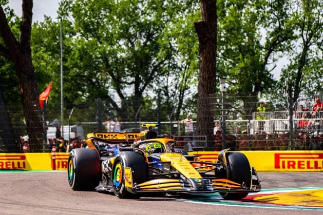 May 19, 2024, Imola, Imola, Italy: Lando Norris at curve Gresini, 7th round of Formula 1 World Championship, WM, Weltmeisterschaft at the Enzo and Dino Ferrari International racetrack of Imola Imola Italy - ZUMAm264 20240519_znp_m264_008 Copyright: xLucaxMartinix