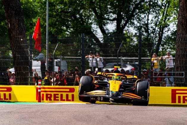 May 19, 2024, Imola, Imola, Italy: Lando Norris during the race at curve Gresini, 7th round of Formula 1 World Championship, WM, Weltmeisterschaft at the Enzo and Dino Ferrari International racetrack of Imola Imola Italy - ZUMAm264 20240519_znp_m264_014 Copyright: xLucaxMartinix